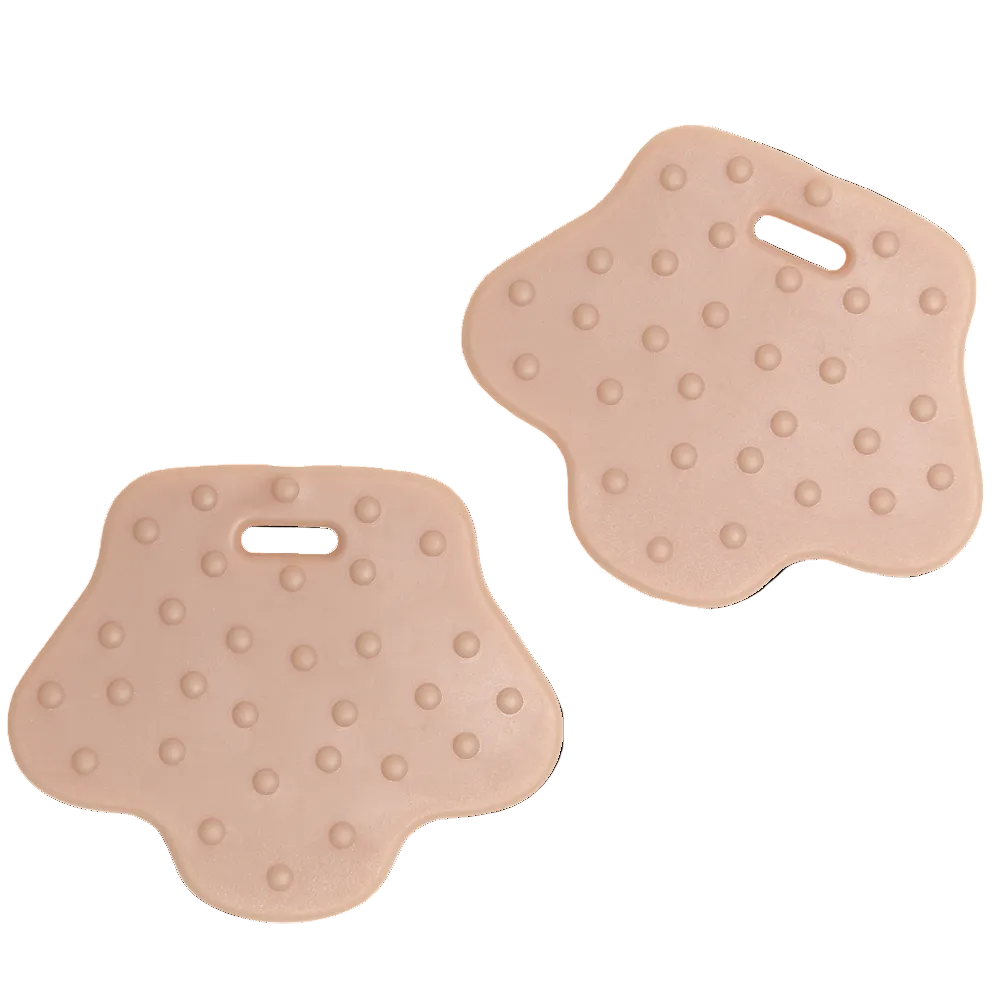 Soft TPE Animal Foot Teether (2 pcs) – for Baby Sensory Toys & Rattles Brown