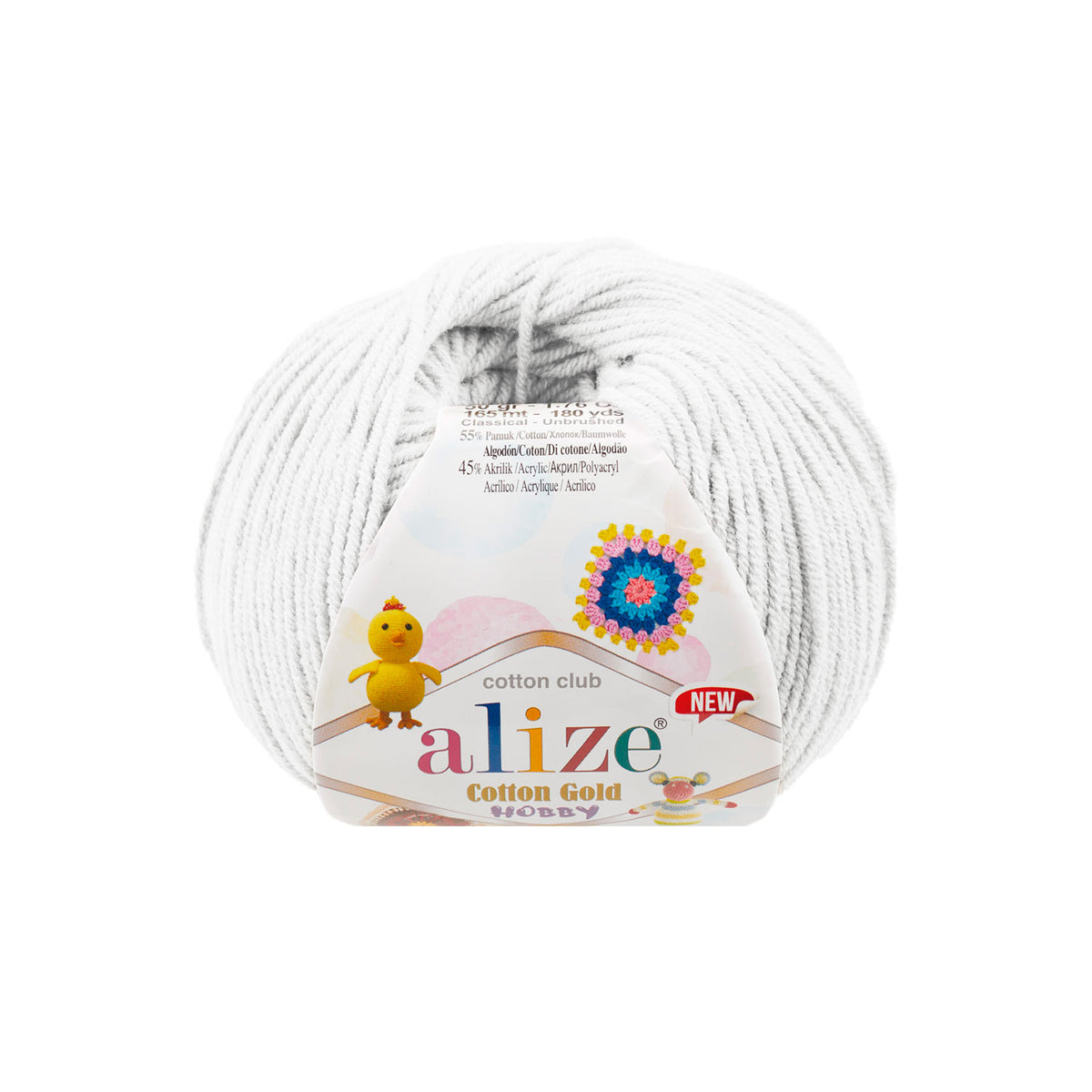 Alize Cotton Gold Hobby 55 Белый – пряжа из хлопка и акрила