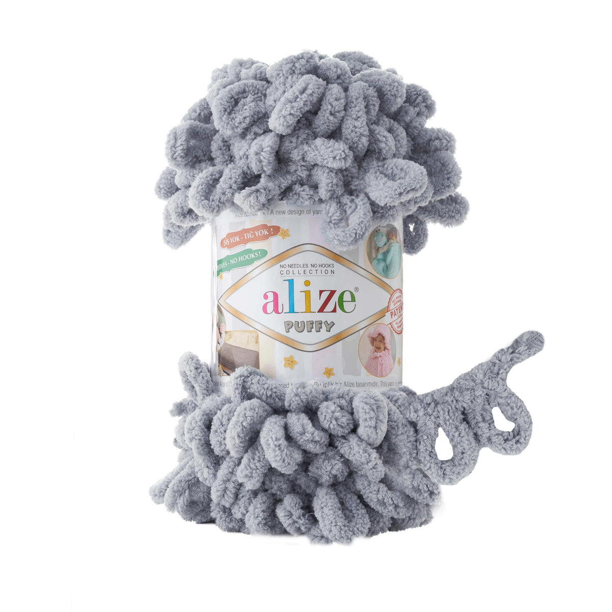 Alize Puffy 362 Grey – loop yarn