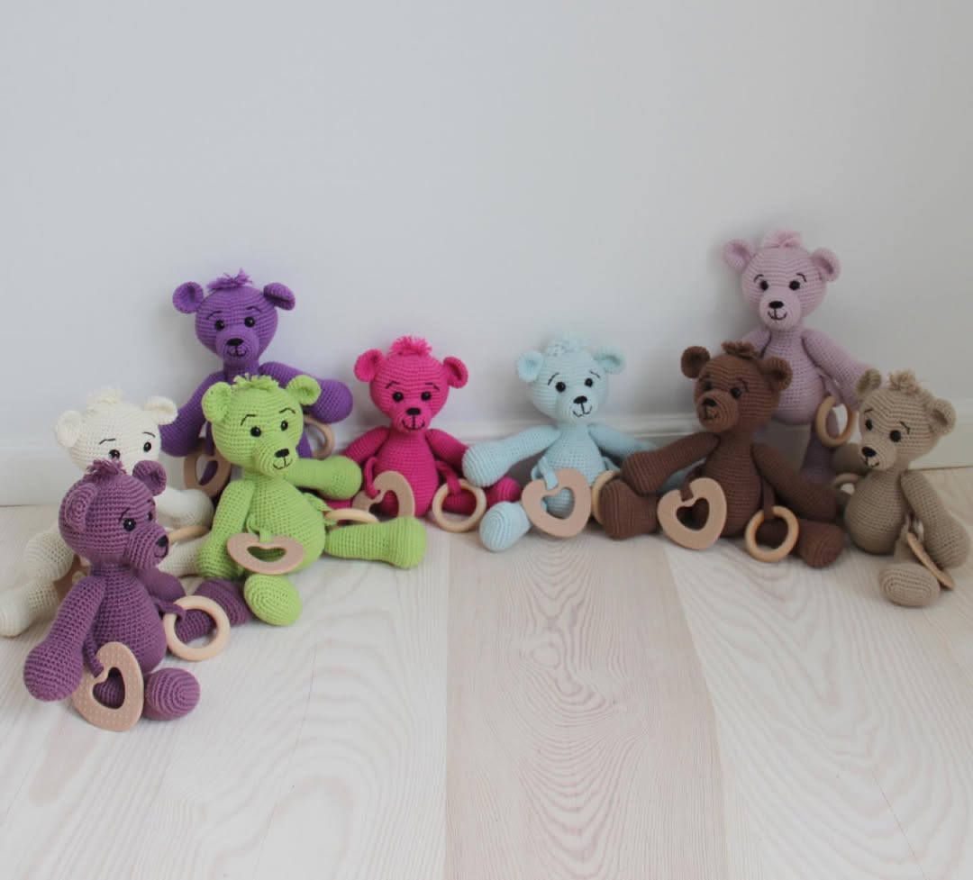 Soft TPE Heart Teether (2 pcs) – for Baby Sensory Toys & Rattles