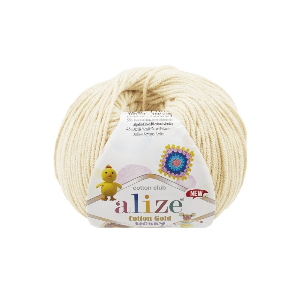 Alize Cotton Gold Hobby 01 Кремовый – пряжа из хлопка и акрила