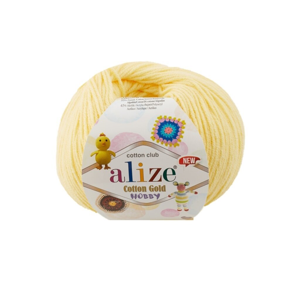 Alize Cotton Gold Hobby 187 Светло-жёлтый – пряжа из хлопка и акрила