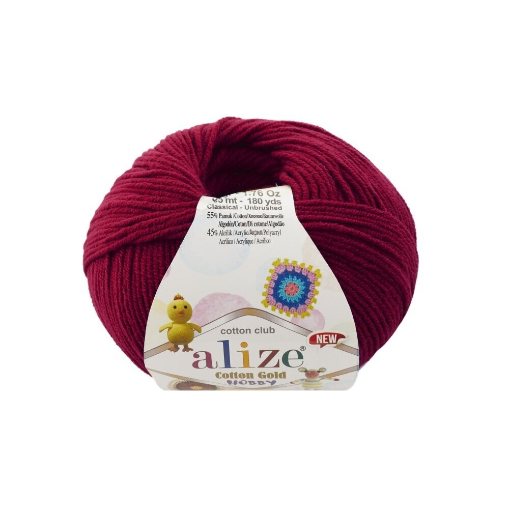 Alize Cotton Gold Hobby 390 Винный – пряжа из хлопка и акрила