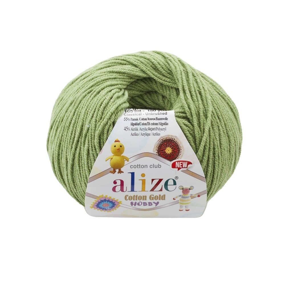 Alize Cotton Gold Hobby 485 Светло-зелёный – пряжа из хлопка и акрила