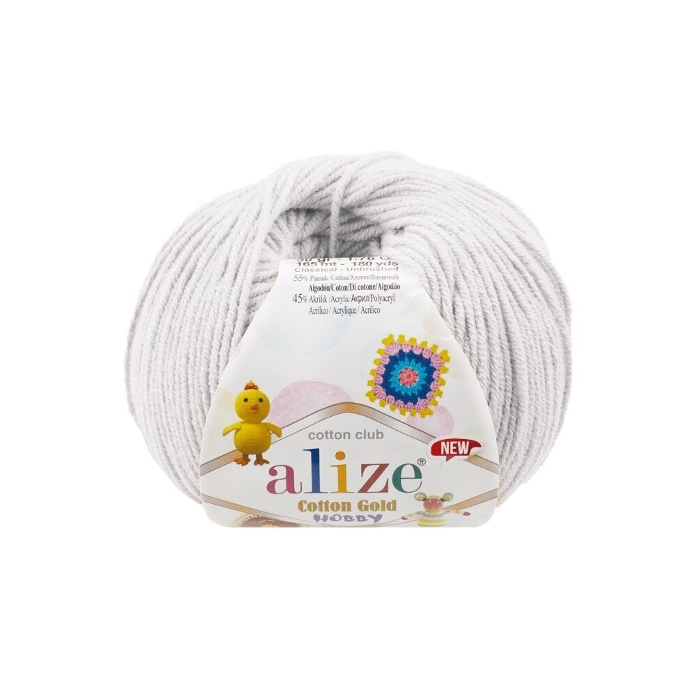 Alize Cotton Gold Hobby 533 Светло-серый – пряжа из хлопка и акрила