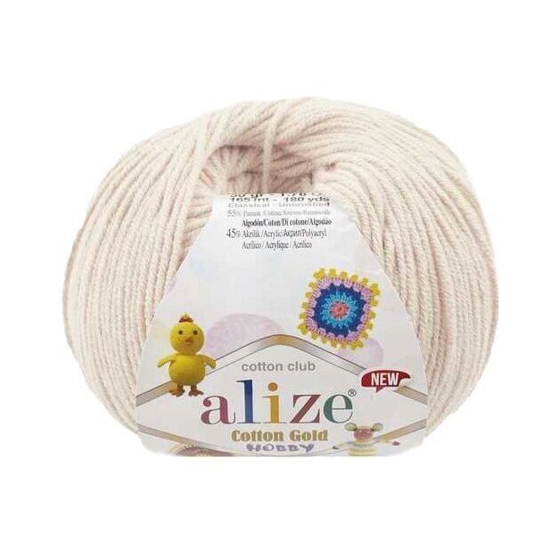 Alize Cotton Gold Hobby 599 Ванильный – пряжа из хлопка и акрила
