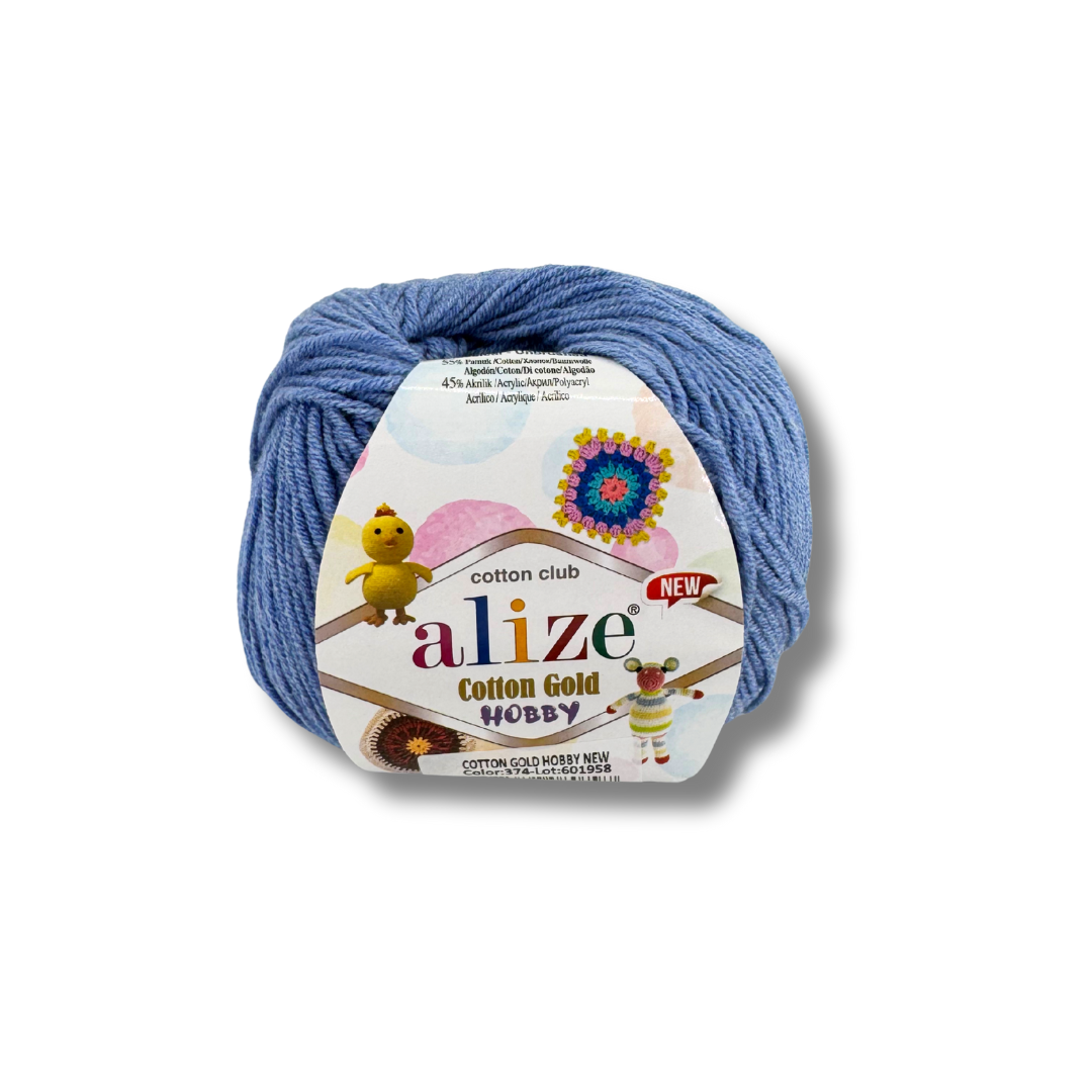 Alize Cotton Gold Hobby 374 Васильковый – пряжа из хлопка и акрила