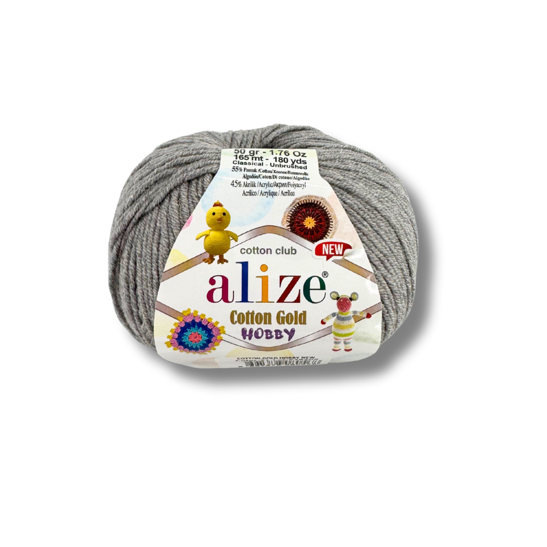 Alize Cotton Gold Hobby 21 Серый меланж – пряжа из хлопка и акрила
