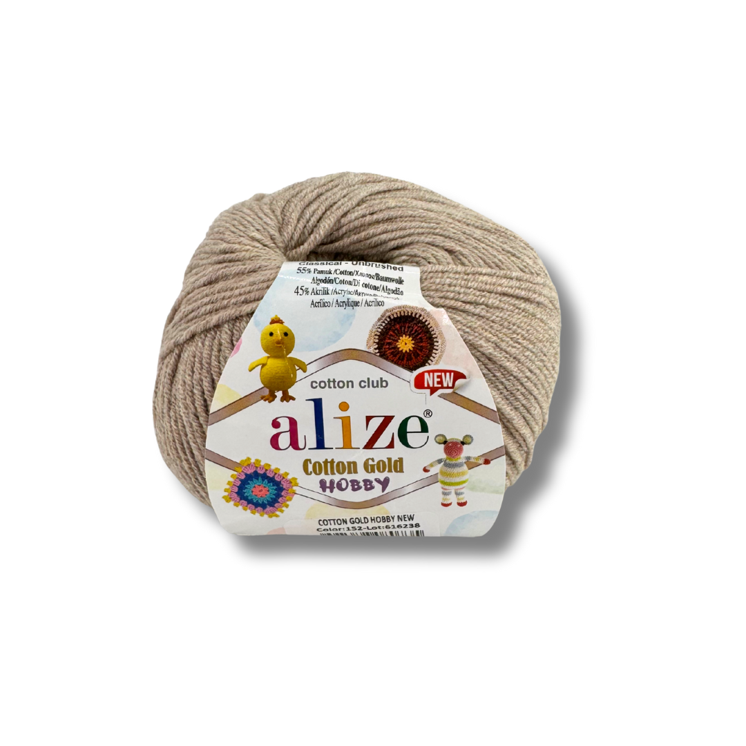 Alize Cotton Gold Hobby 152 Бежевый меланж – пряжа из хлопка и акрила