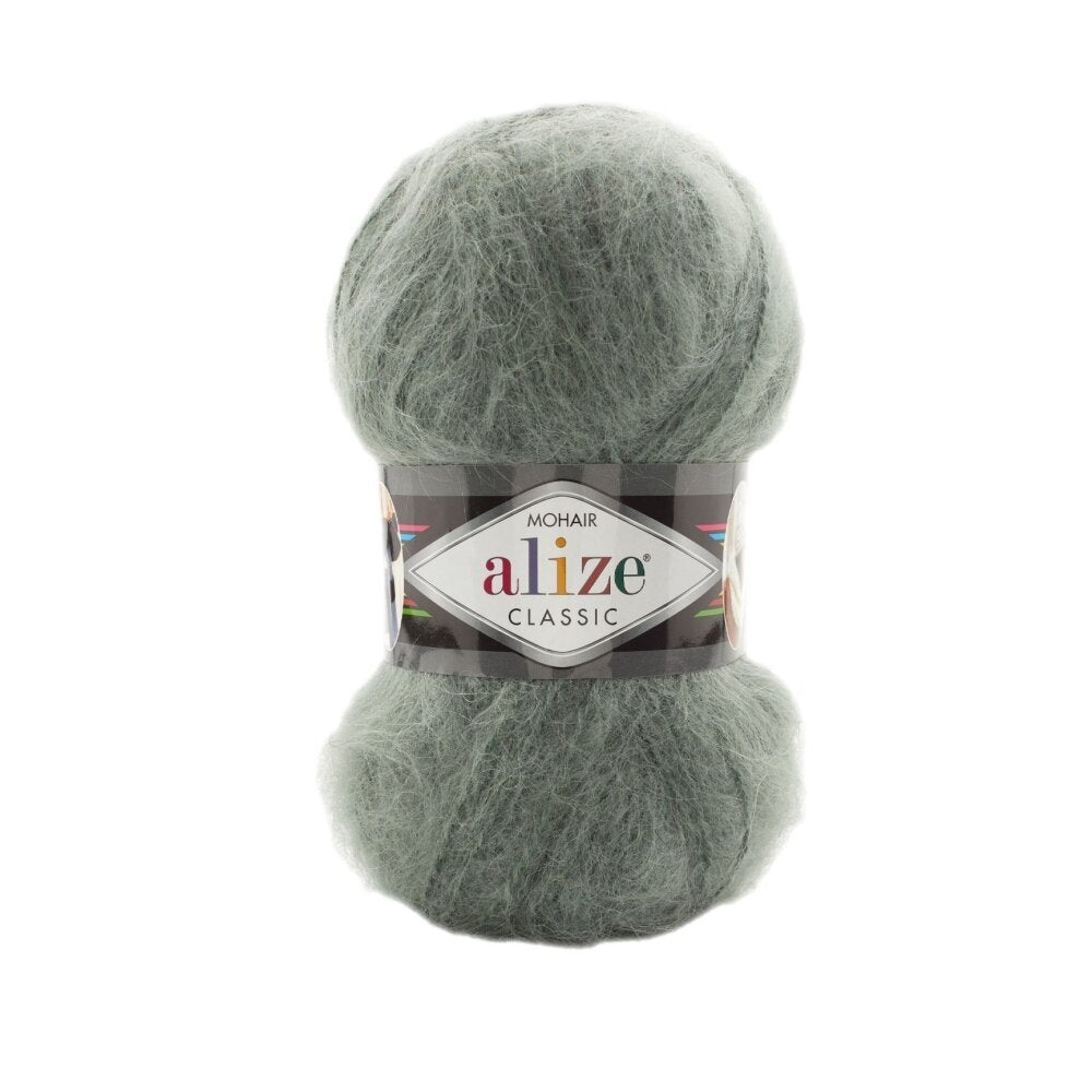 Alize Mohair Classic 180 Pilkšvai žalia – akrilo siūlai su moheriu ir vilna