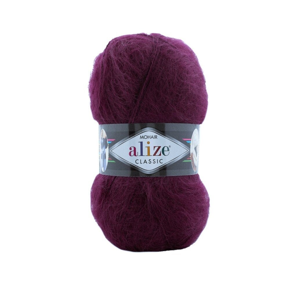 Alize Mohair Classic 952 Tamsiai bordo – akrilo siūlai su moheriu ir vilna