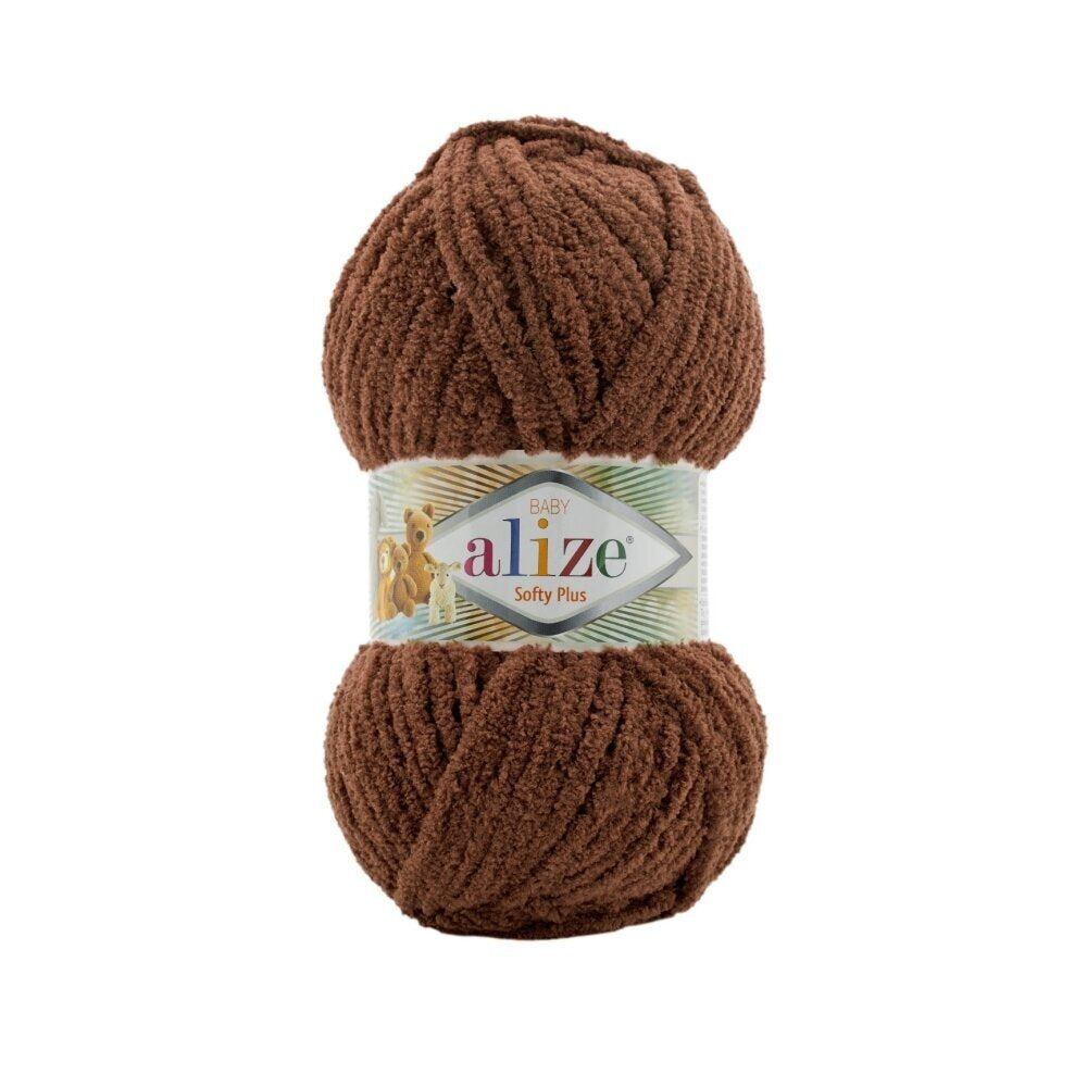 Alize Softy Plus 321 Тёмно-коричневый – толстая плюшевая пряжа
