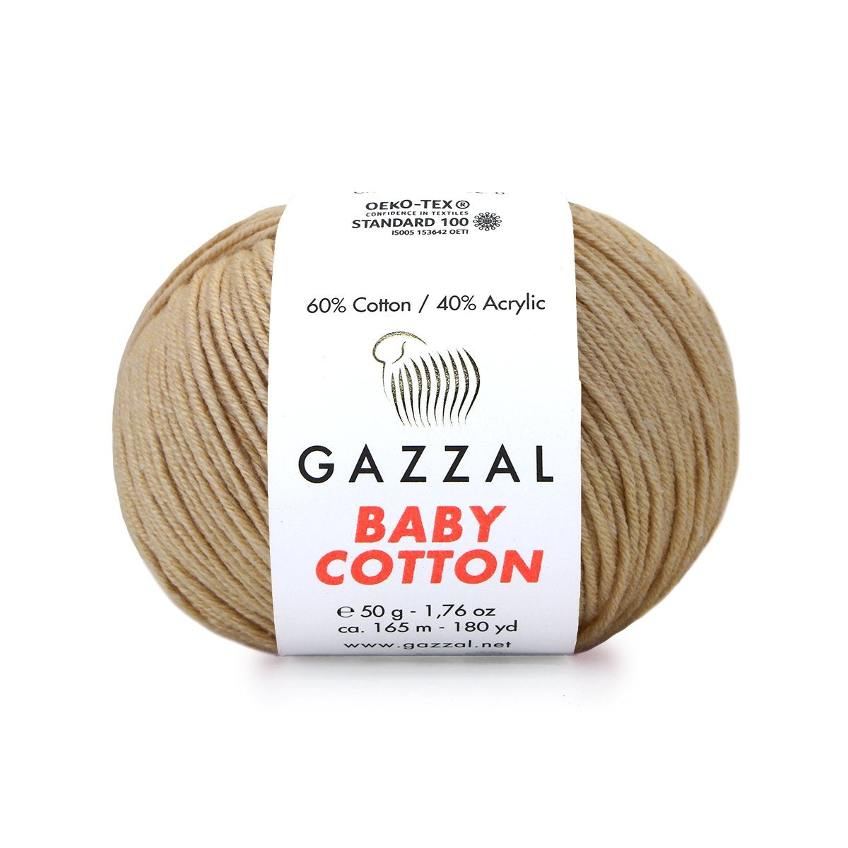 Gazzal Baby Cotton 3424 Верблюжий – детская пряжа из хлопка и акрила
