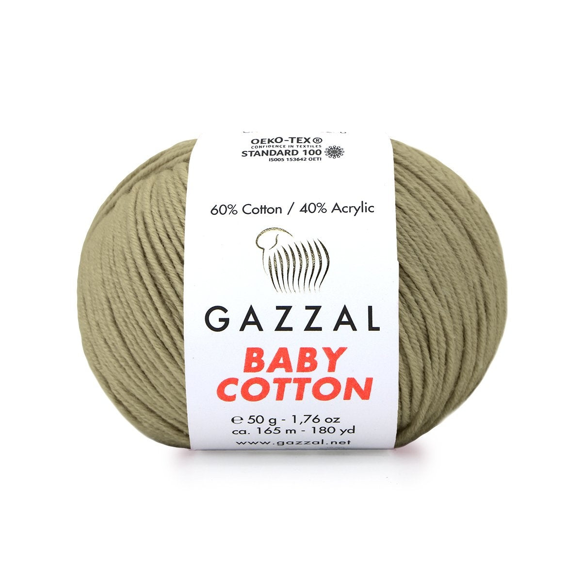 Gazzal Baby Cotton 3464 Оливковый – детская пряжа из хлопка и акрила
