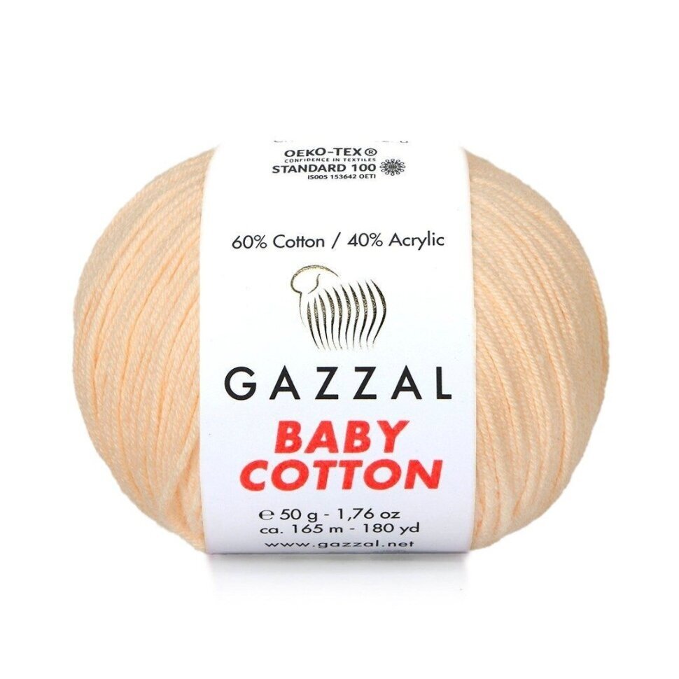 Gazzal Baby Cotton 3469 Персиковый – детская пряжа из хлопка и акрила