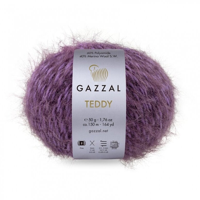 Gazzal Teddy 6552 Prugna – filato bouclé con merino
