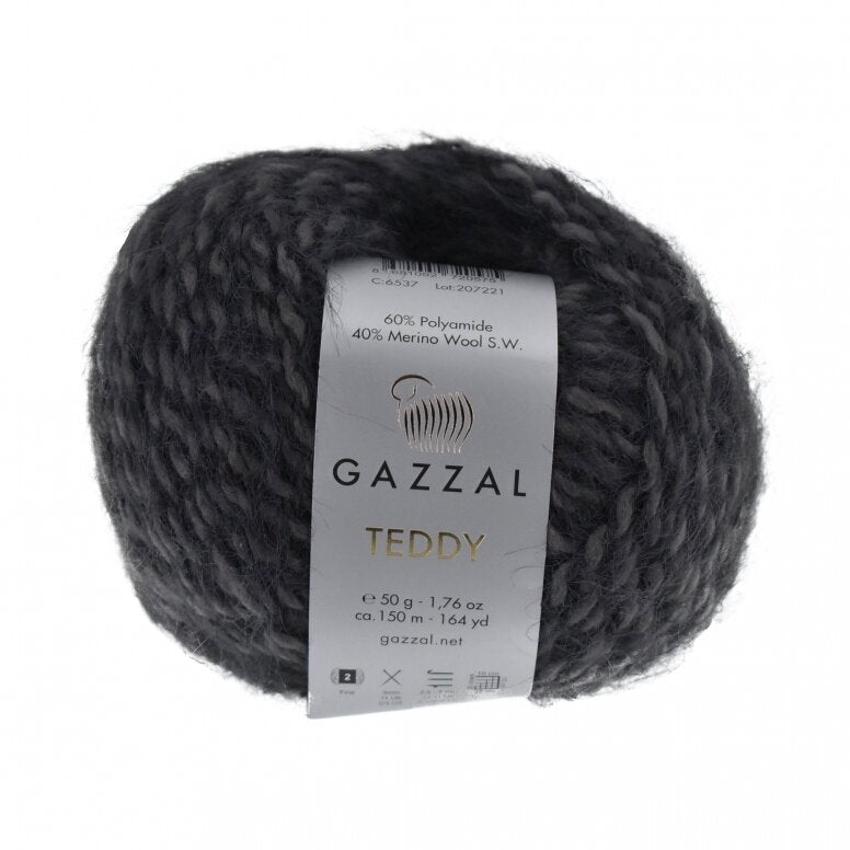 Gazzal Teddy 6537 Antracite – filato bouclé con merino