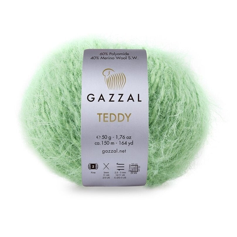 Gazzal Teddy 6555 Menta – filato bouclé con merino