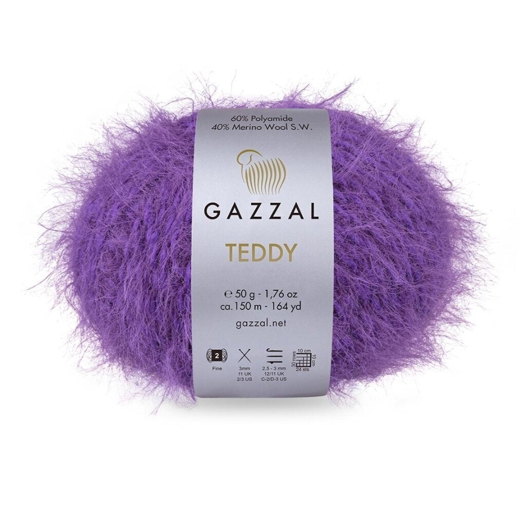Gazzal Teddy 6550 Viola – filato bouclé con merino