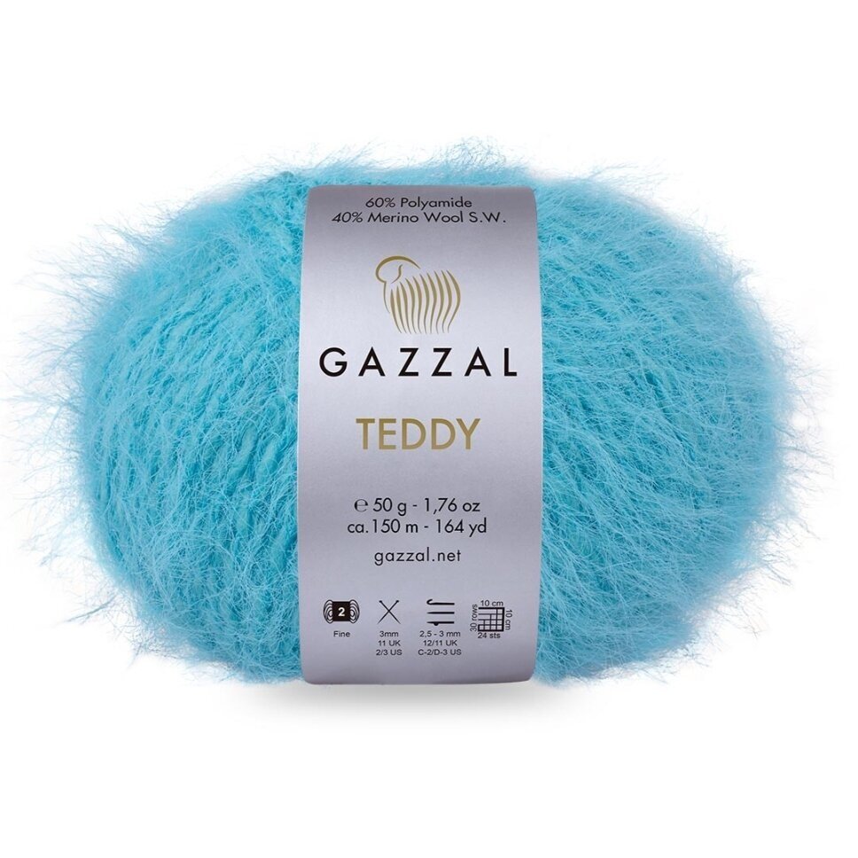 Gazzal Teddy 6557 Turchese – filato bouclé con merino