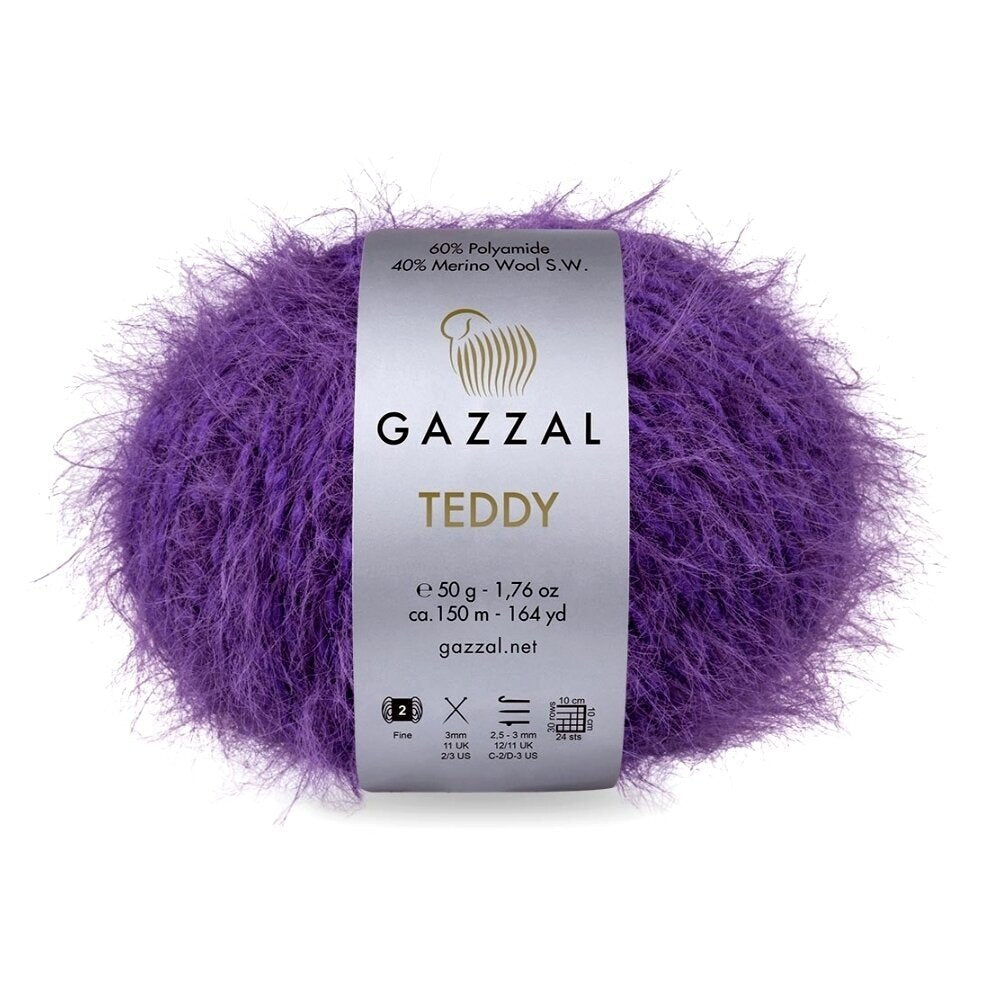 Gazzal Teddy 6551 Porpora – filato bouclé con merino