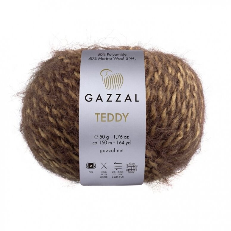 Gazzal Teddy 6541 Moka – filato bouclé con merino