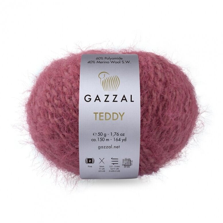 Gazzal Teddy 6549 Rosa scuro – filato bouclé con merino