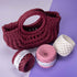 Crochet handbag with round handles in YarnArt Leather Club Burgundy