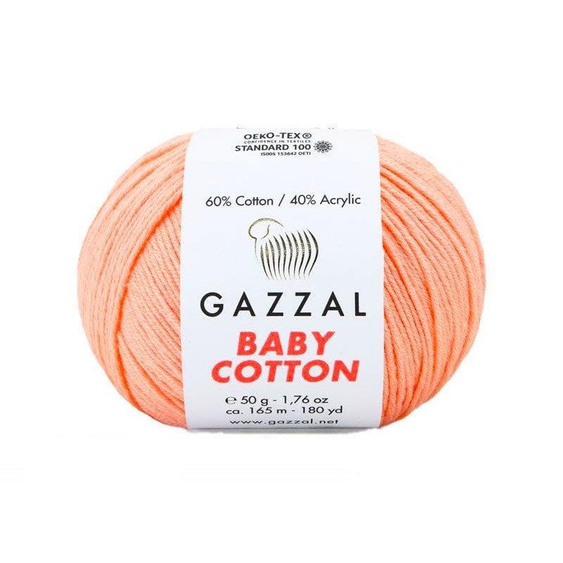 Gazzal Baby Cotton 3412 Телесный – детская пряжа из хлопка и акрила
