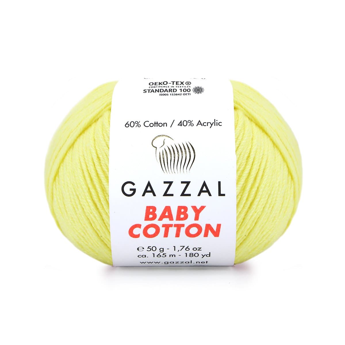Gazzal Baby Cotton 3413 Светло-жёлтый – детская пряжа из хлопка и акрила