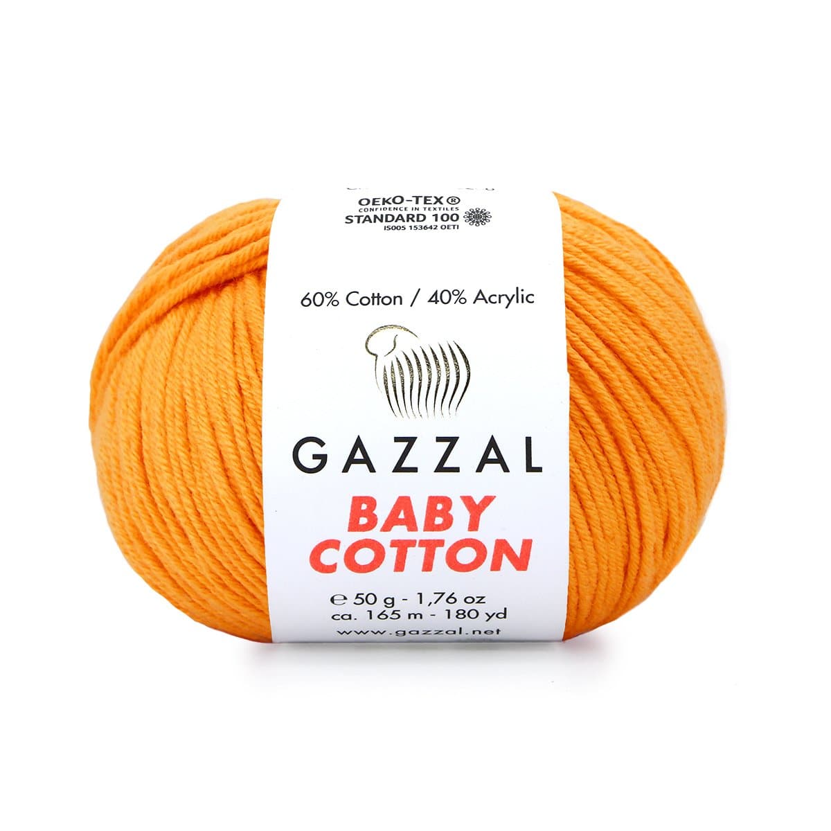 Gazzal Baby Cotton 3416 Мандариновый – детская пряжа из хлопка и акрила