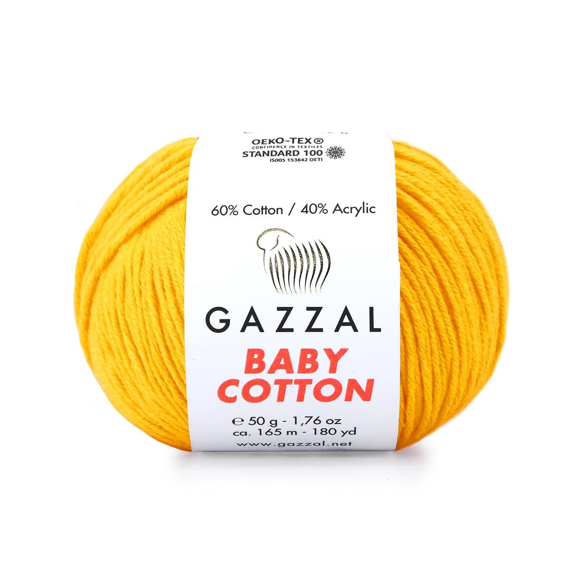 Gazzal Baby Cotton 3417 Жёлтый – детская пряжа из хлопка и акрила