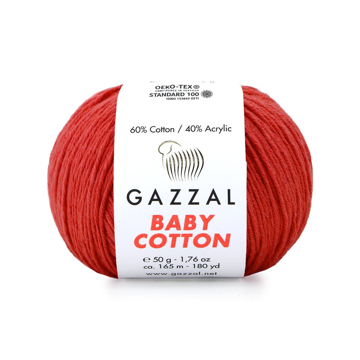 Gazzal Baby Cotton 3418 Алый – детская пряжа из хлопка и акрила