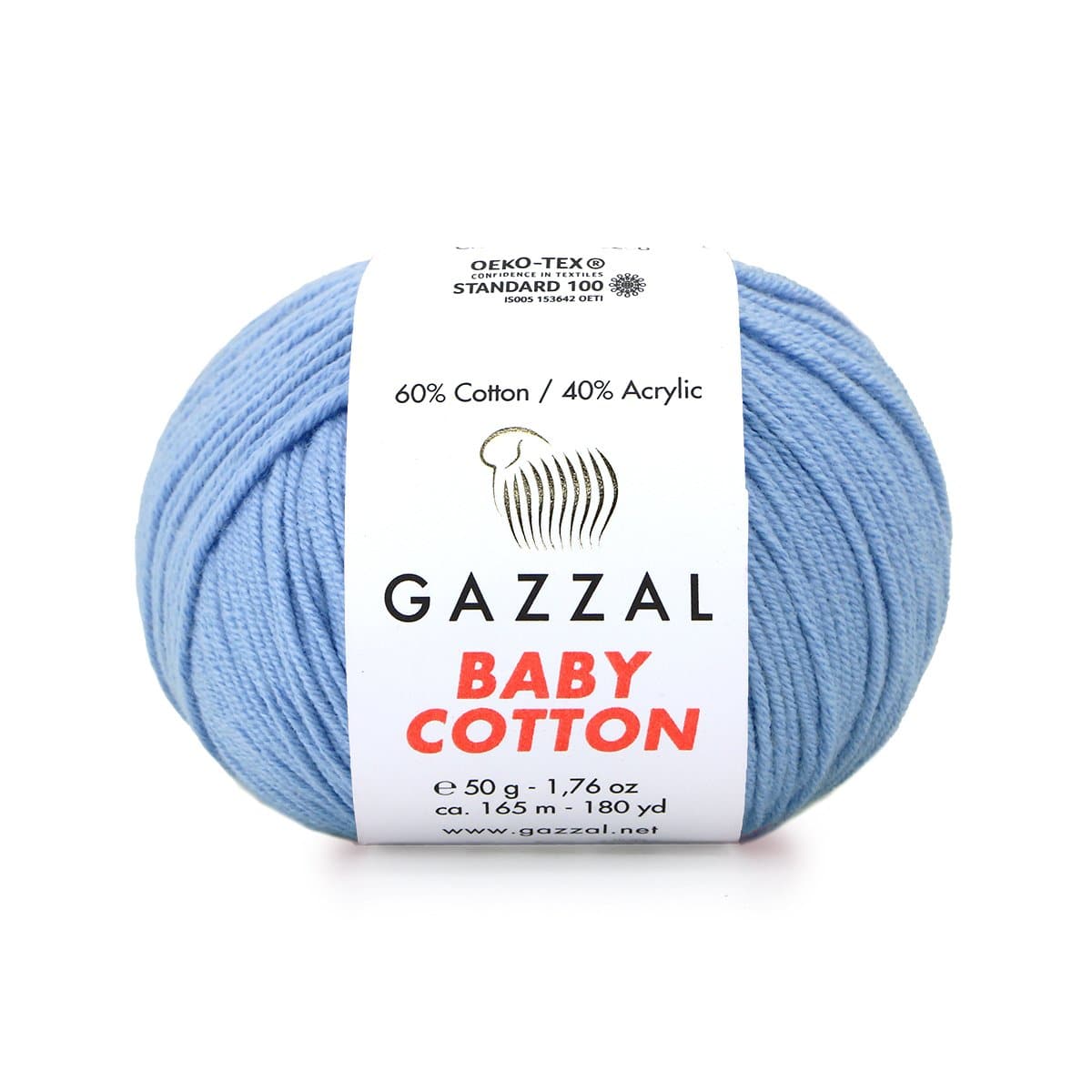 Gazzal Baby Cotton 3423 Васильковый – детская пряжа из хлопка и акрила