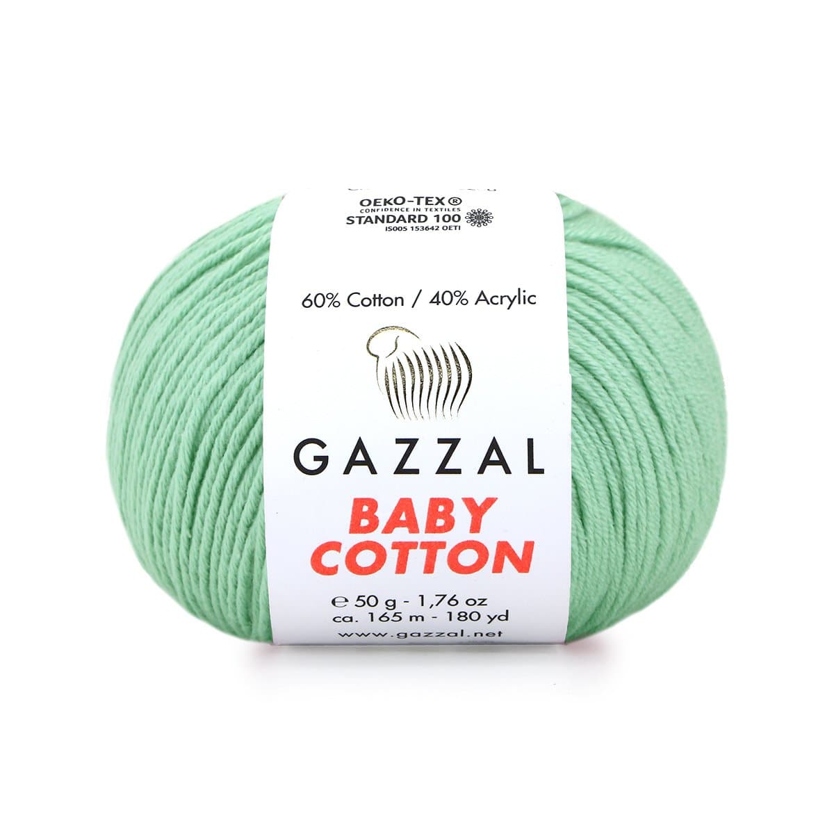 Gazzal Baby Cotton 3425 Мятный – детская пряжа из хлопка и акрила