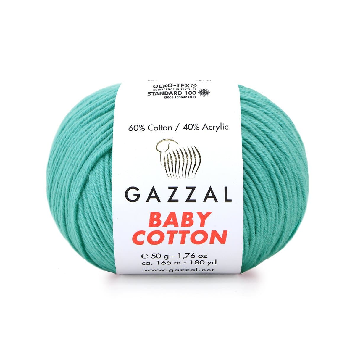 Gazzal Baby Cotton 3426 Нефритовый – детская пряжа из хлопка и акрила
