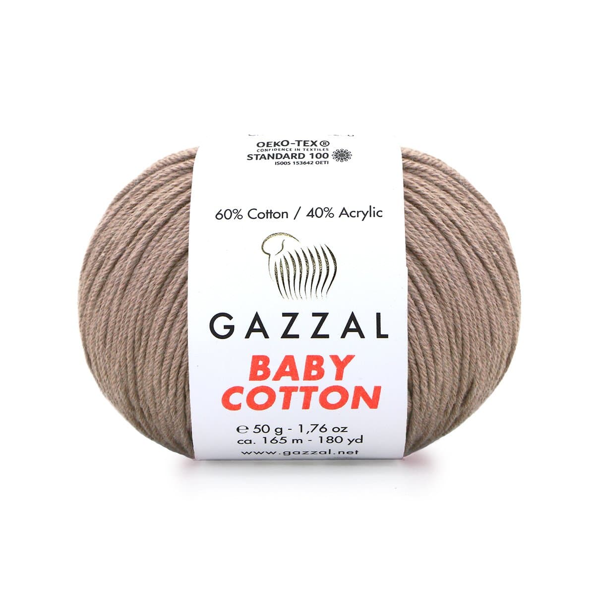 Gazzal Baby Cotton 3434 Серо-коричневый – детская пряжа из хлопка и акрила