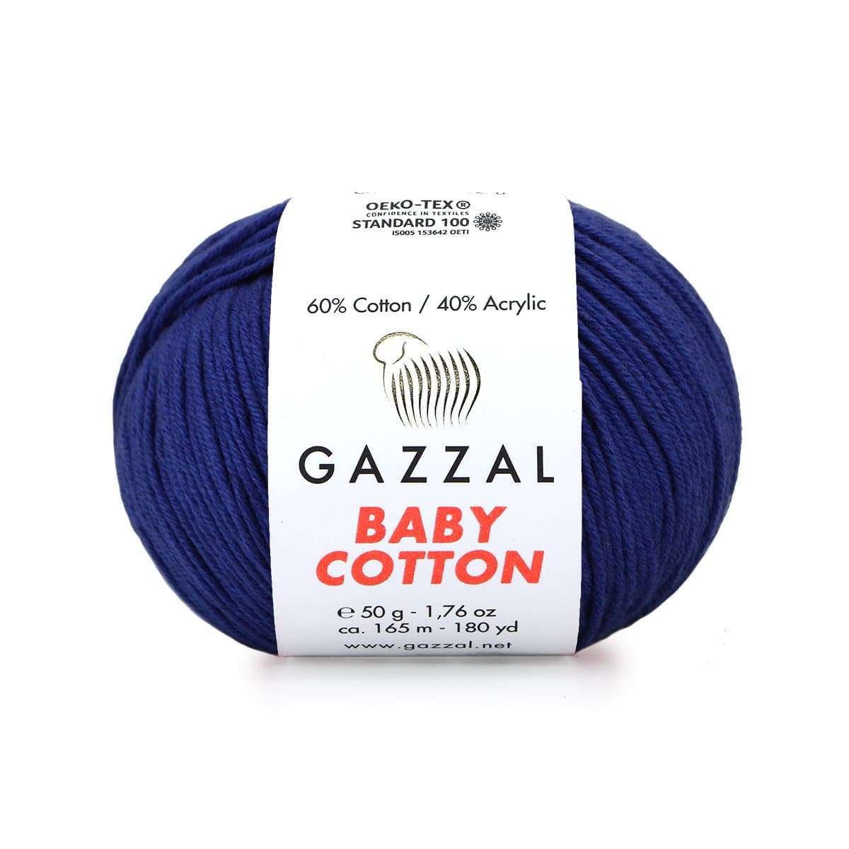 Gazzal Baby Cotton 3438 Тёмно-синий – детская пряжа из хлопка и акрила