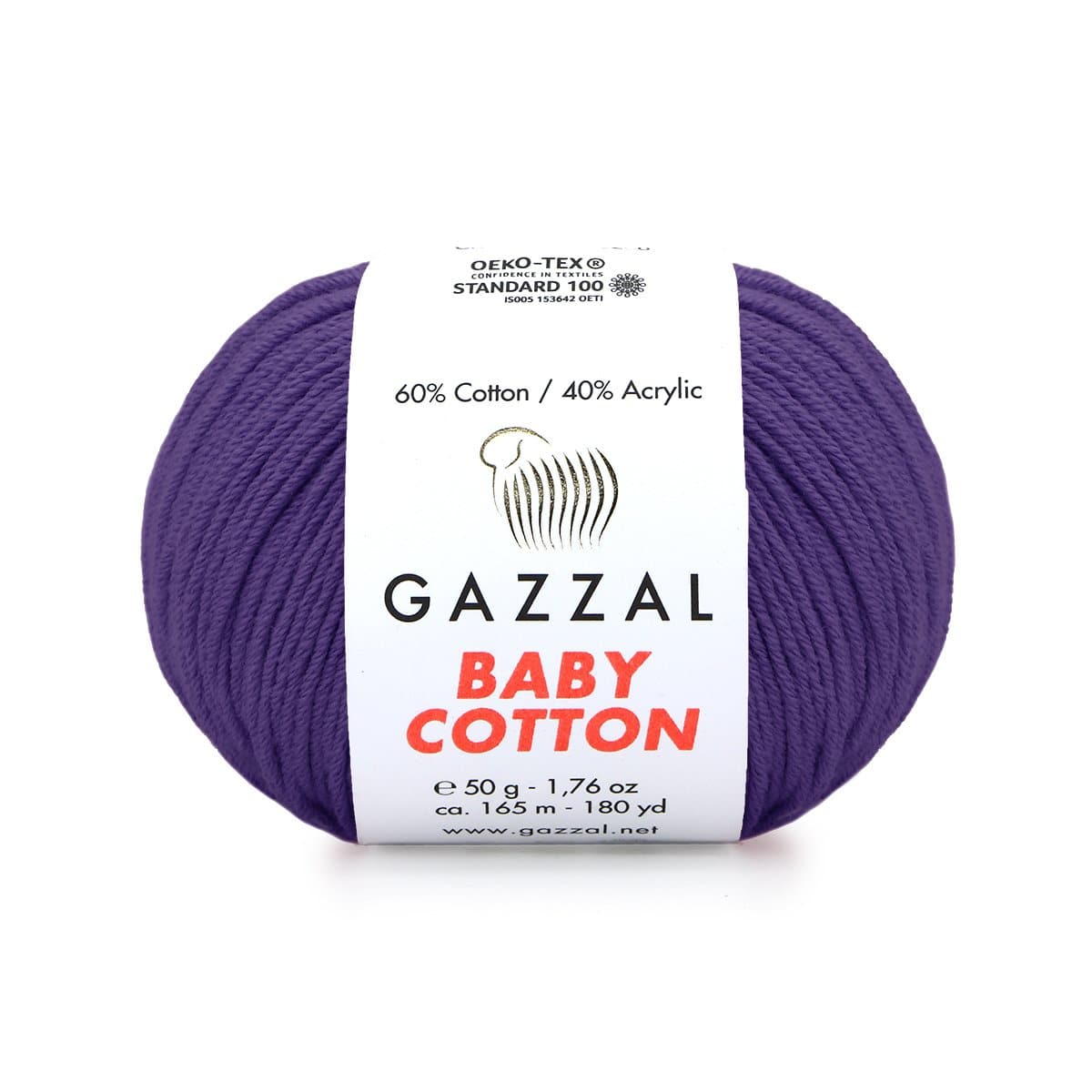 Gazzal Baby Cotton 3440 Пурпурный – детская пряжа из хлопка и акрила