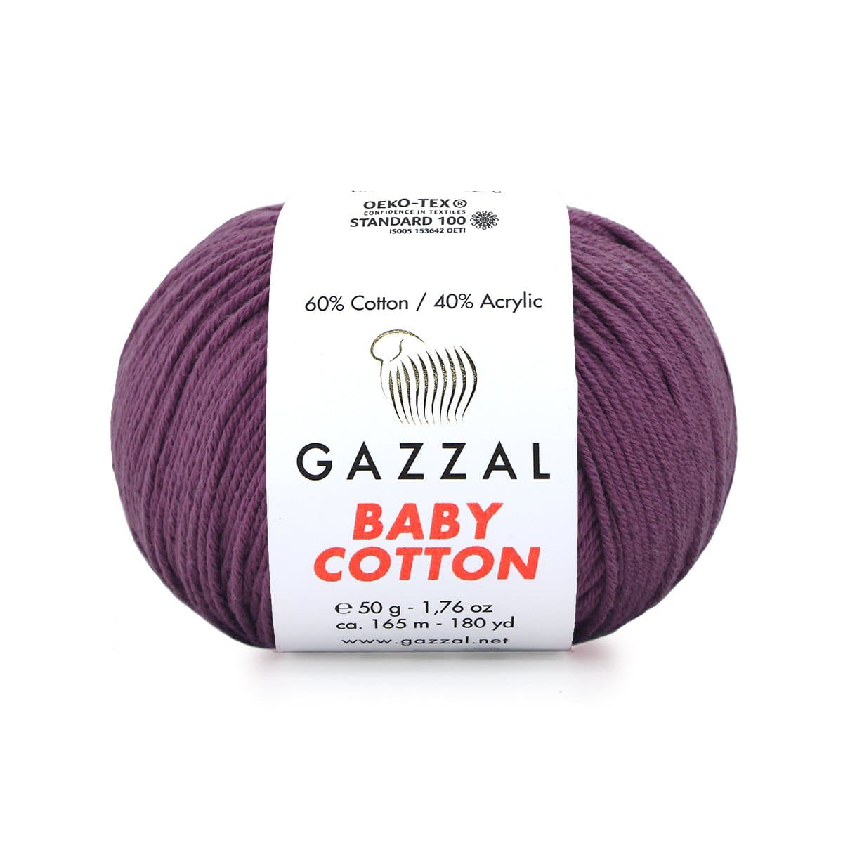 Gazzal Baby Cotton 3441 Баклажановый – детская пряжа из хлопка и акрила
