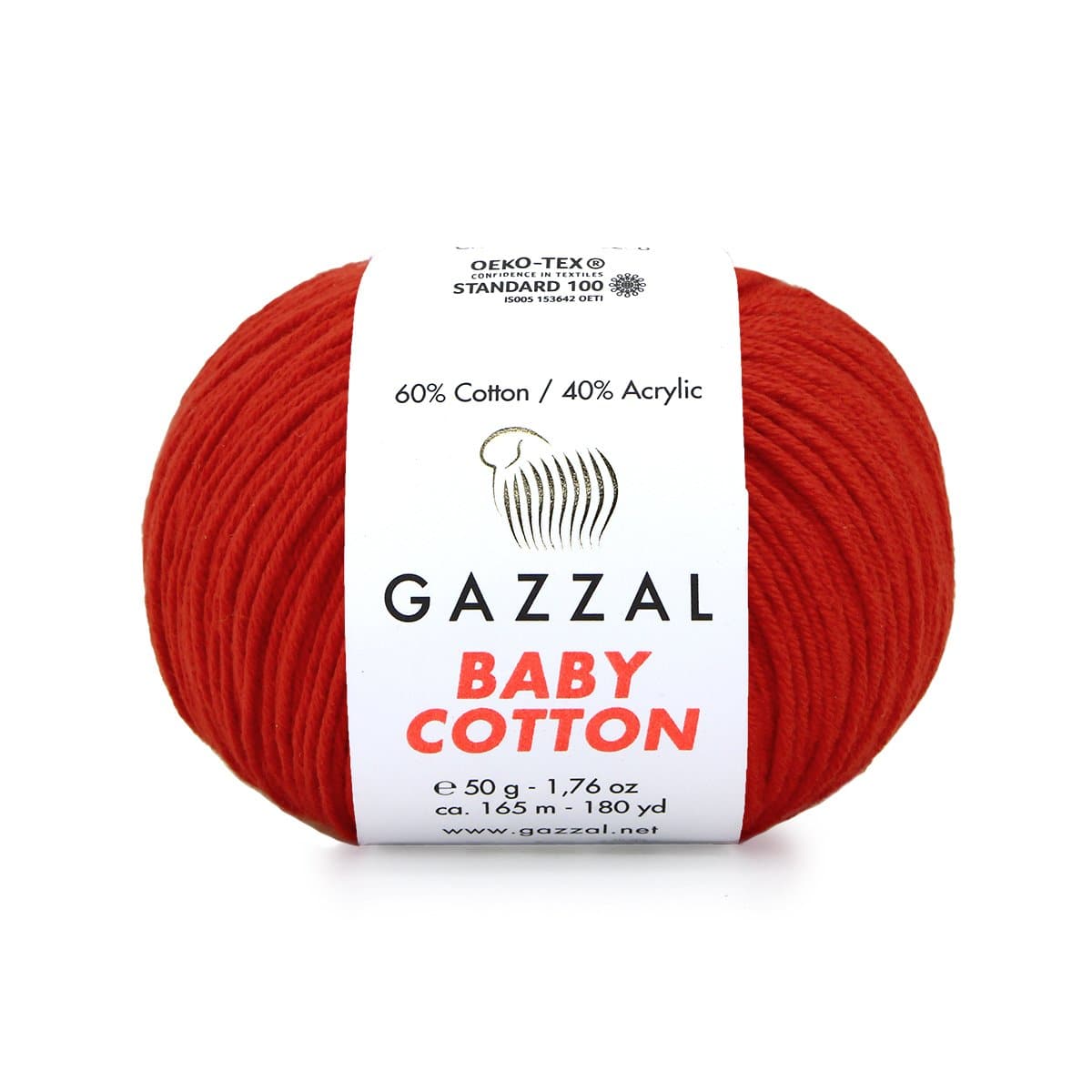 Gazzal Baby Cotton 3443 Красный – детская пряжа из хлопка и акрила