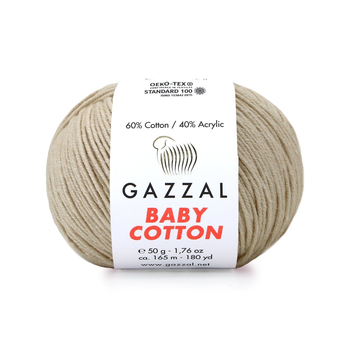 Gazzal Baby Cotton 3446 Бежевый – детская пряжа из хлопка и акрила