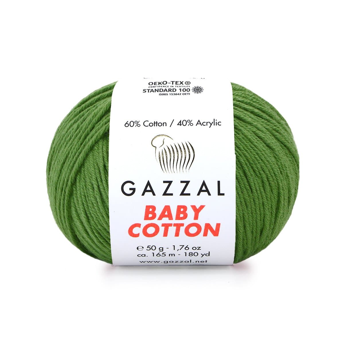 Gazzal Baby Cotton 3449 Зелёный – детская пряжа из хлопка и акрила