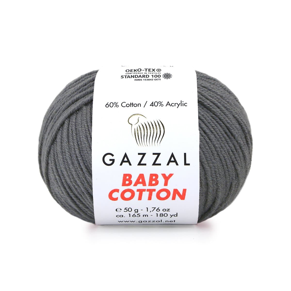 Gazzal Baby Cotton 3450 Угольно-серый – детская пряжа из хлопка и акрила