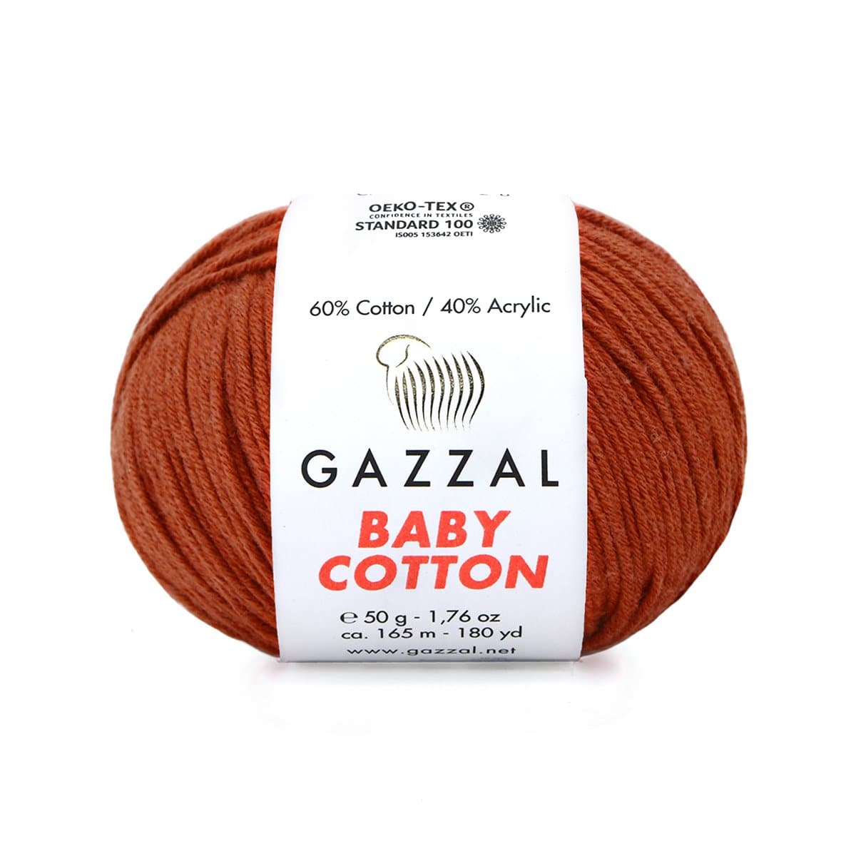 Gazzal Baby Cotton 3453 Ржавый – детская пряжа из хлопка и акрила