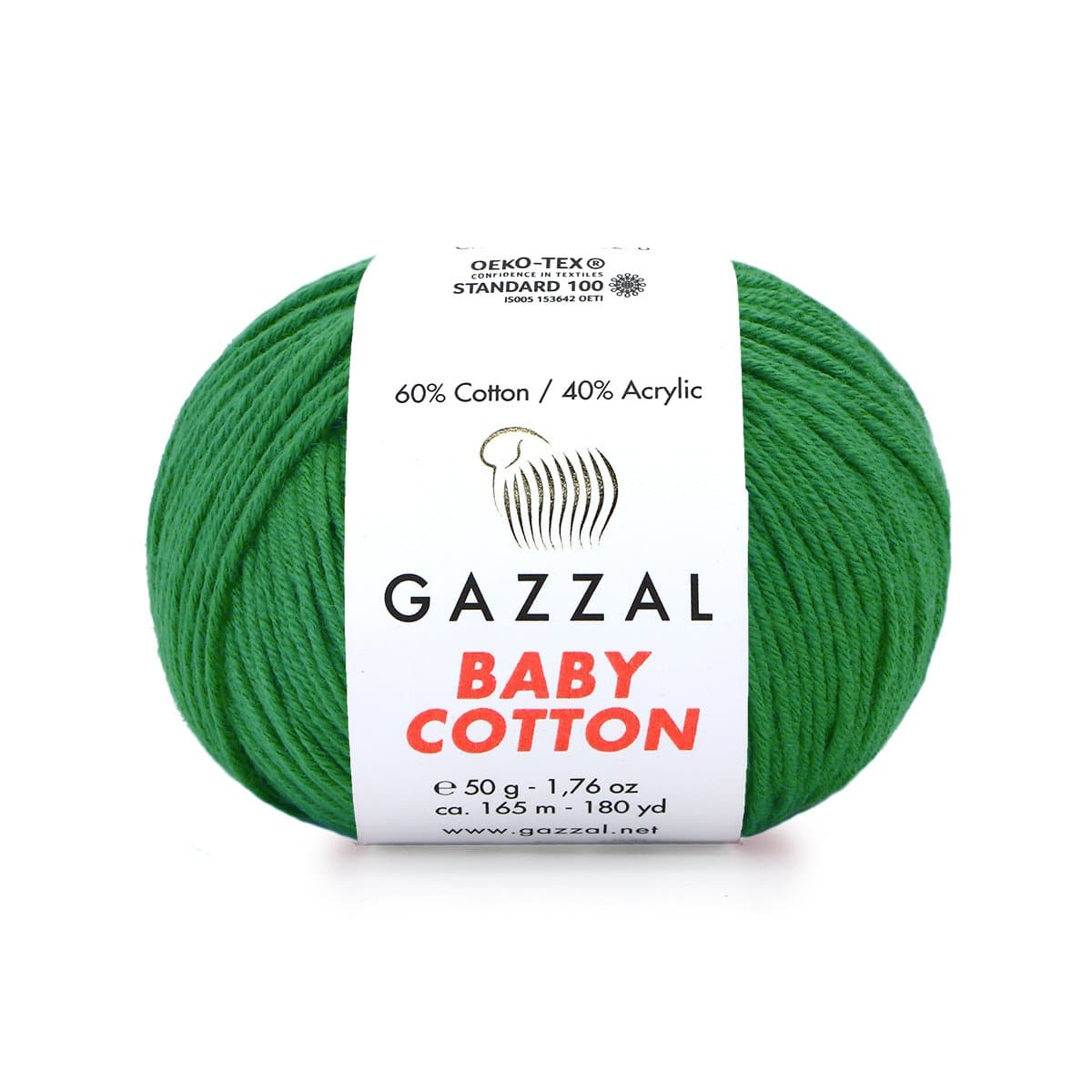 Gazzal Baby Cotton 3456 Лесной зелёный – детская пряжа из хлопка и акрила