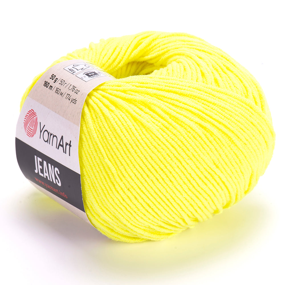 YarnArt Jeans 58 Neon Yellow – cotton acrylic yarn