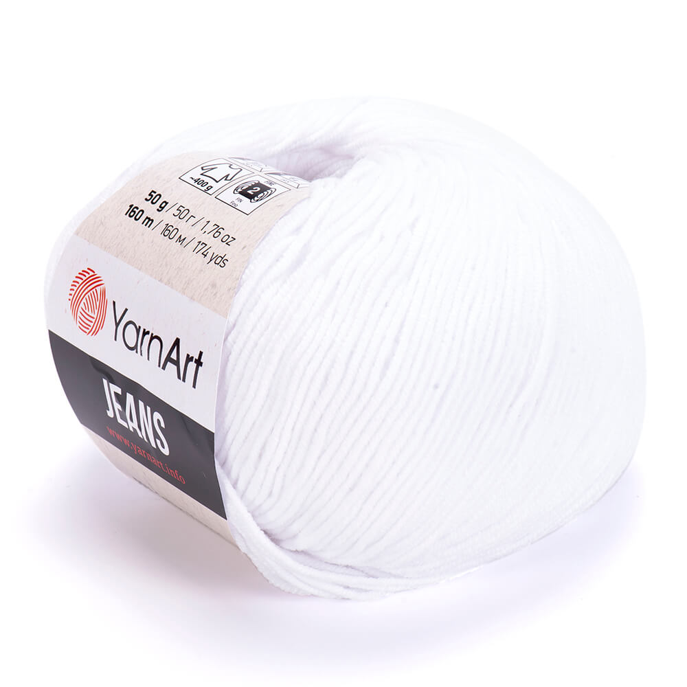 YarnArt Jeans 62 White – cotton acrylic yarn