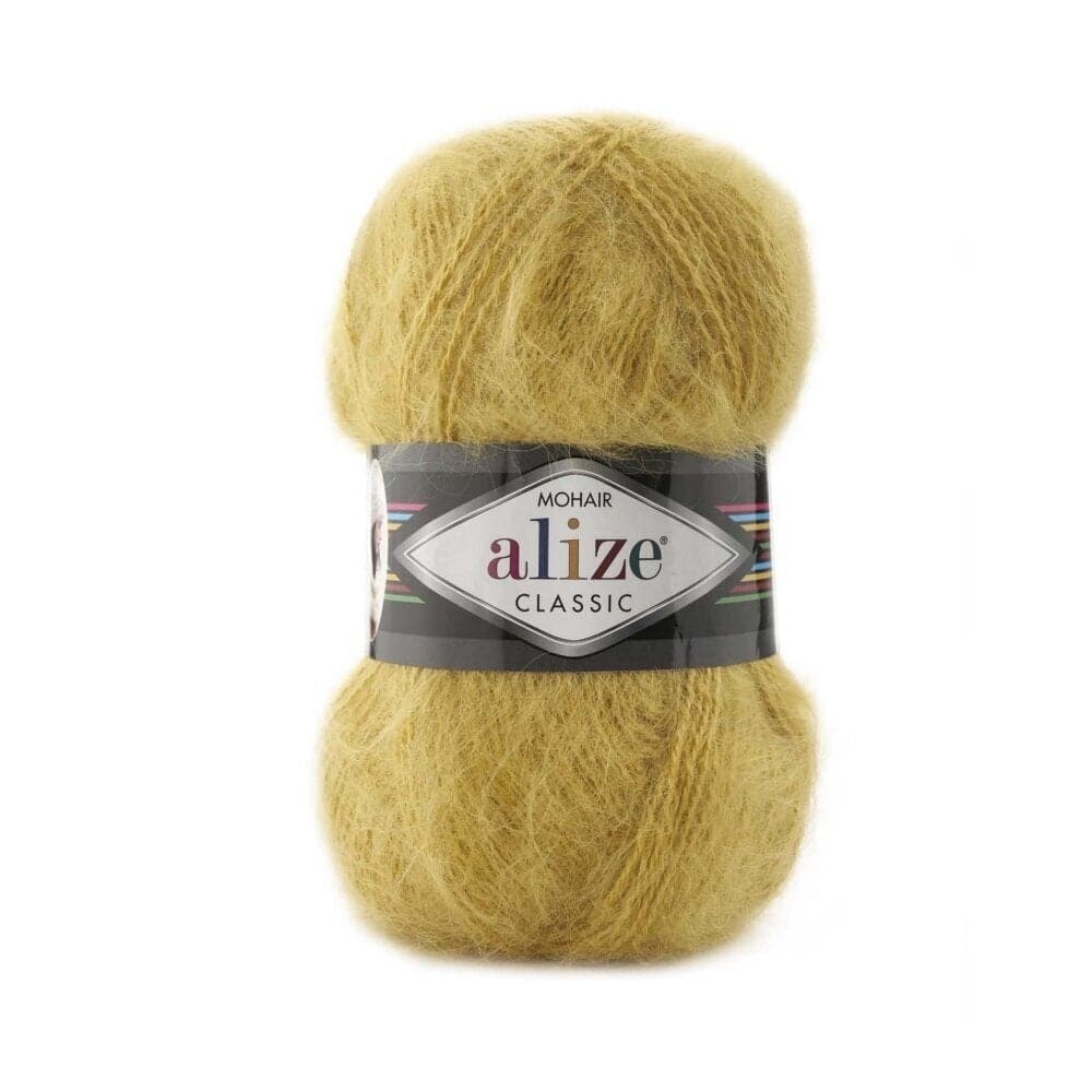 Alize Mohair Classic 756 Šafrano – akrilo siūlai su moheriu ir vilna