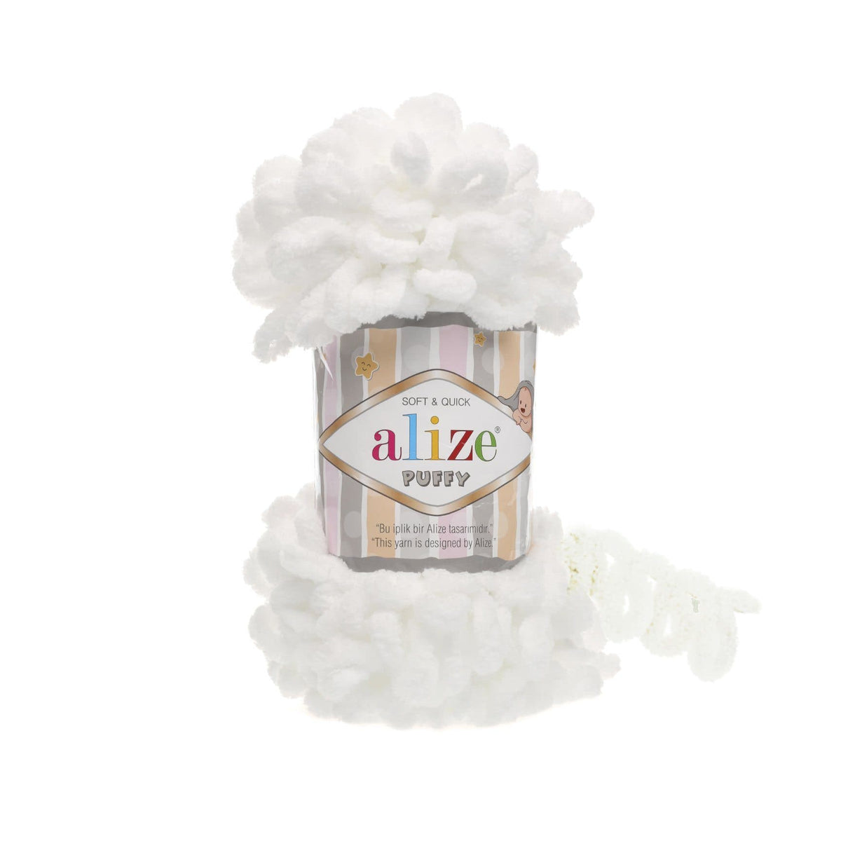 Alize Puffy 55 White – loop yarn